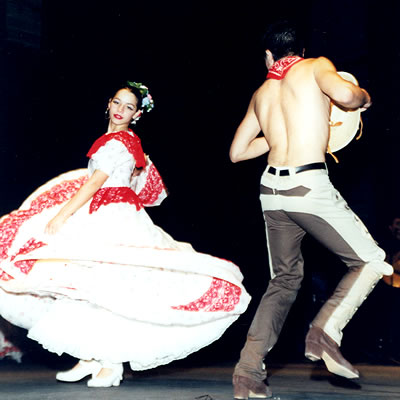 A couple dance the Iguana dance from the state of Colima.